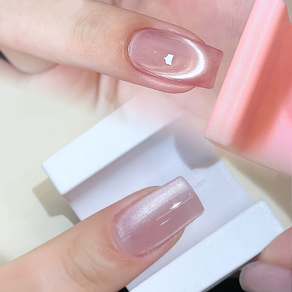 Nail Art Cat Eye Pink - 5D U字型フレンチキャットアイネイルアートマグネット ホワイト/ピンクベルベットUV磁気キャッツアイジェルDIYネイルポリッシュDIYマニキュアマグネットツール