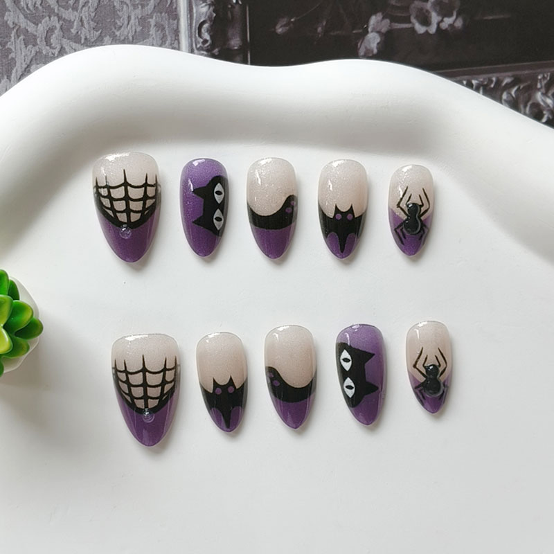 Nail Art Eye Cat - 10個入り レディース ハロウィンパーティー テーマ パープルブラックキャット ラフパウダー