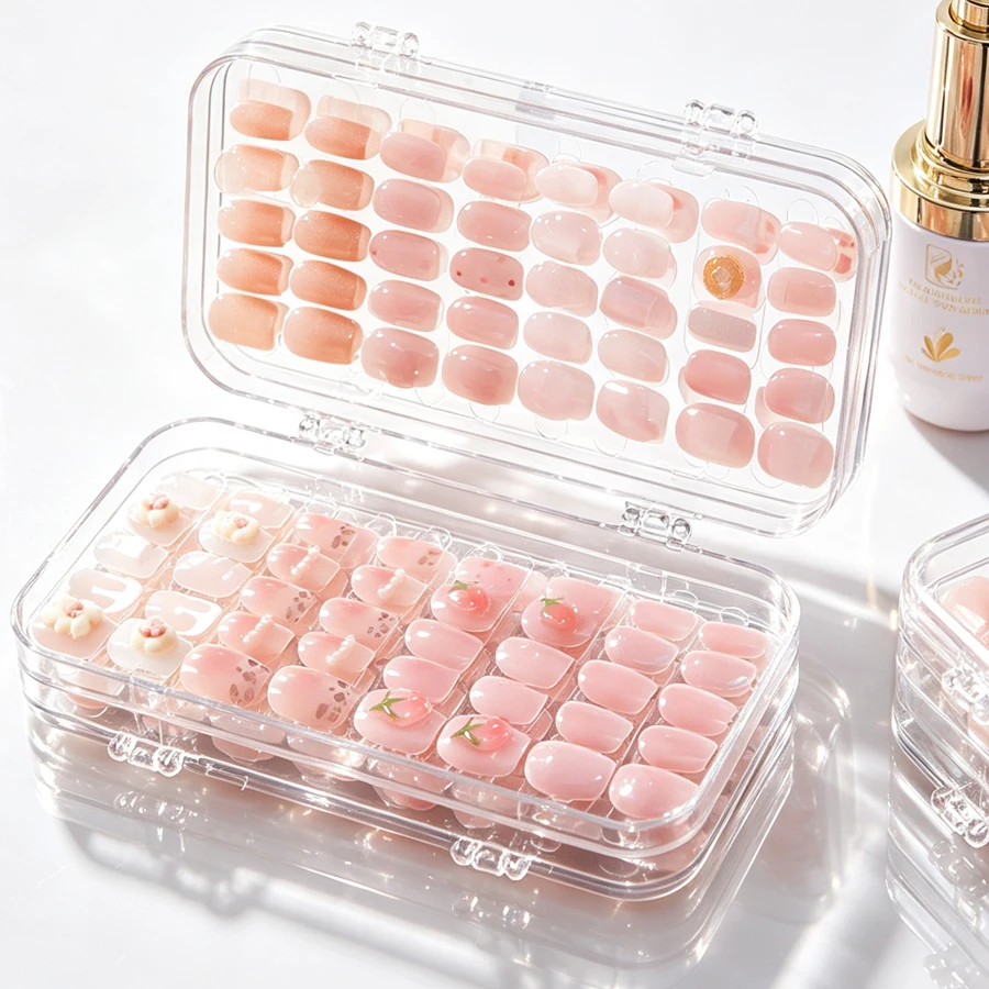 Nail Art Vector - クリア折りたたみ式プレスオンネイル収納ボックス、防塵ネイルチップディスプレイオーガナイザーケース（サロン＆DIYネイルデザイン用）
