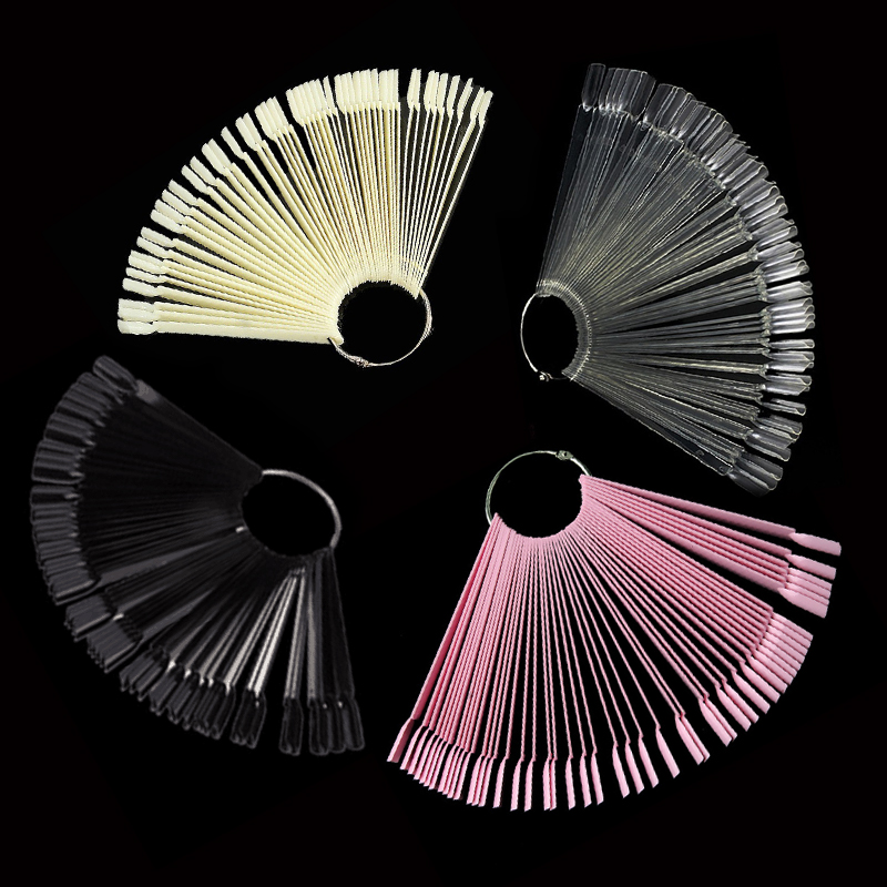 Nail Art Vector - 4 色 50 個偽ネイルのヒント偽ネイルアートポリッシュカラーカードアクリル練習チャートパレットバックルリング練習表示ツール