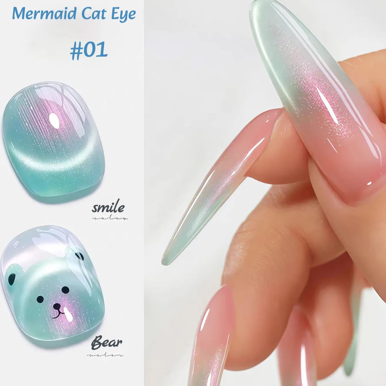 1個入り ZH サマーチャーミングマーメイド ガラスビーズ  - Nail Art Cat Eye Pink のレビューと価格