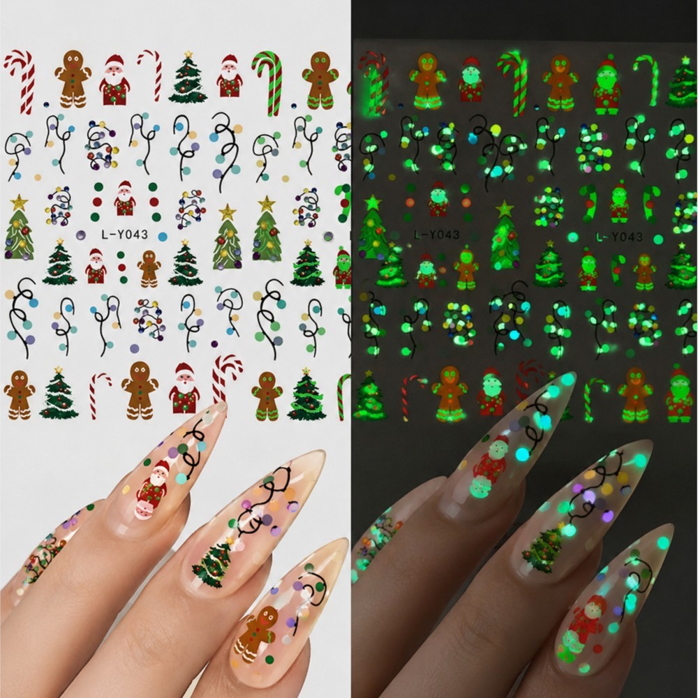 2枚セット クリスマス光るネイルデカール かわいいクリスマス - Nail Art Xmas Design のレビューと価格