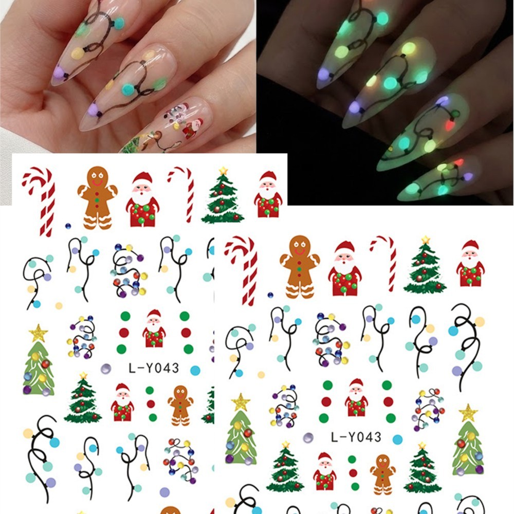 2枚セット クリスマス光るネイルデカール かわいいクリスマス - Nail Art Xmas Design のレビューと価格