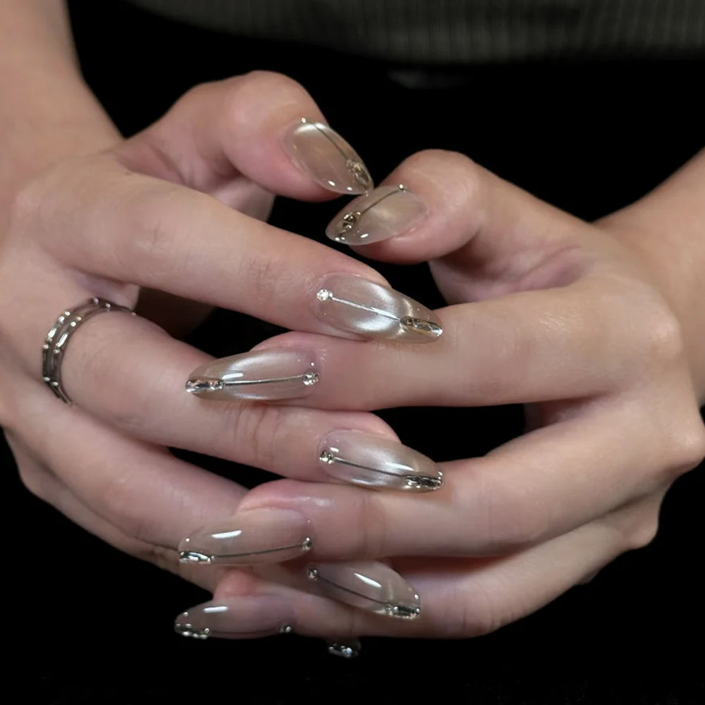 5D U字型フレンチキャットアイネイルアートマグネット ホワ - Nail Art Cat Eye Pink のレビューと価格