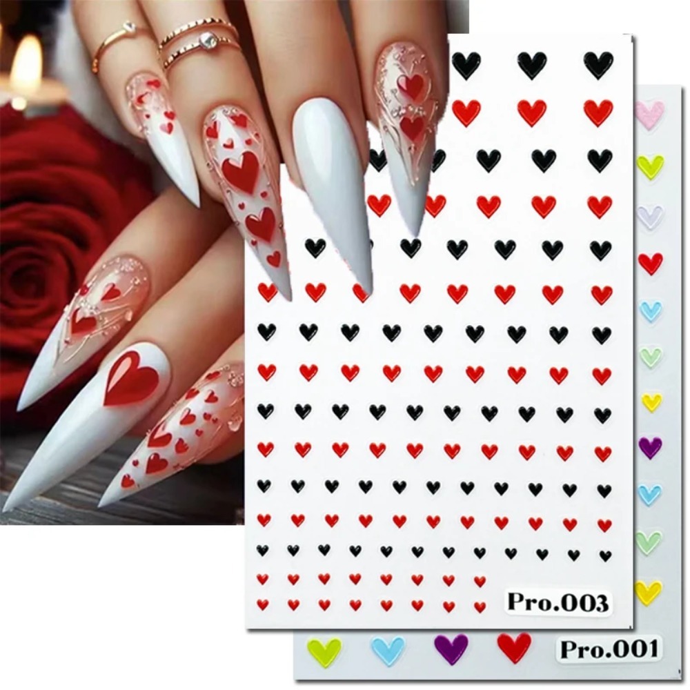 5Dエンボス加工のネイルアートステッカー。バレンタインデーに - Nail Art Valentines Day のレビューと価格