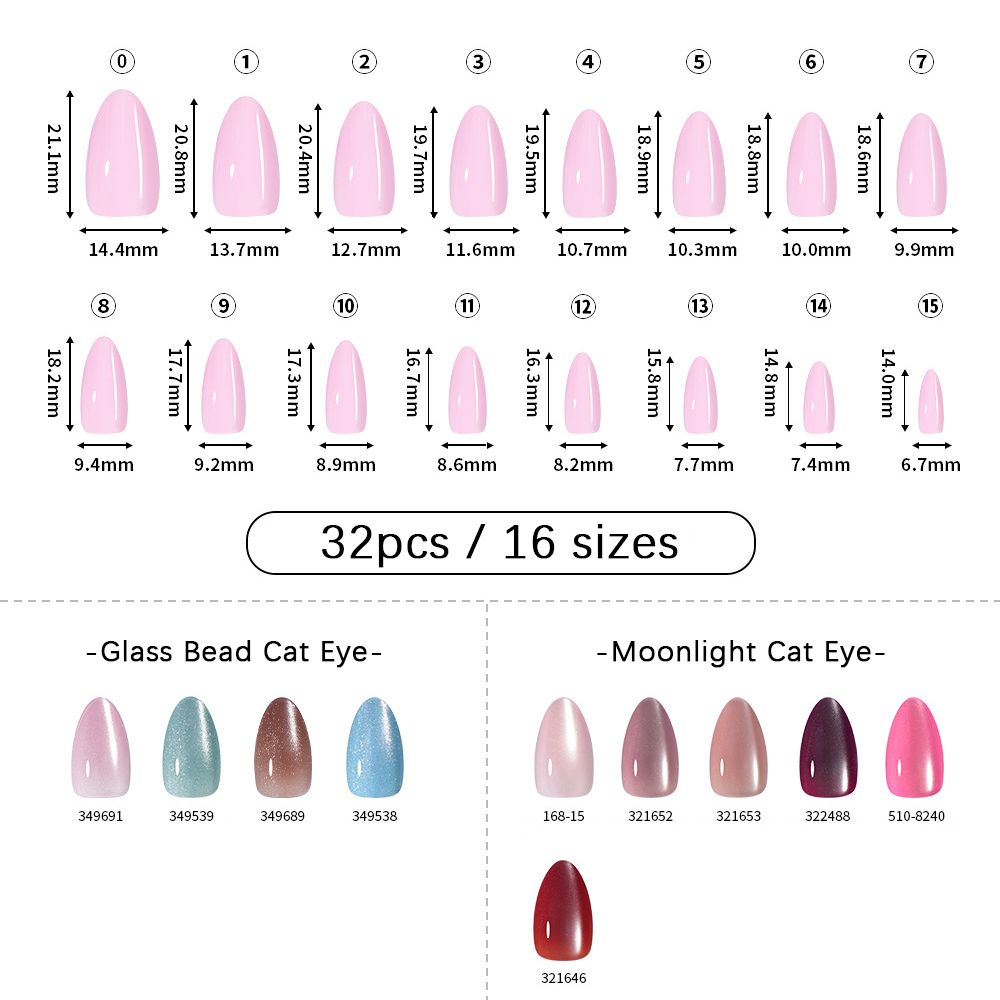 VITAGWX 32 個プレスオンネイルアーモンドネイルチッ - Nail Art Eye Cat のレビューと価格