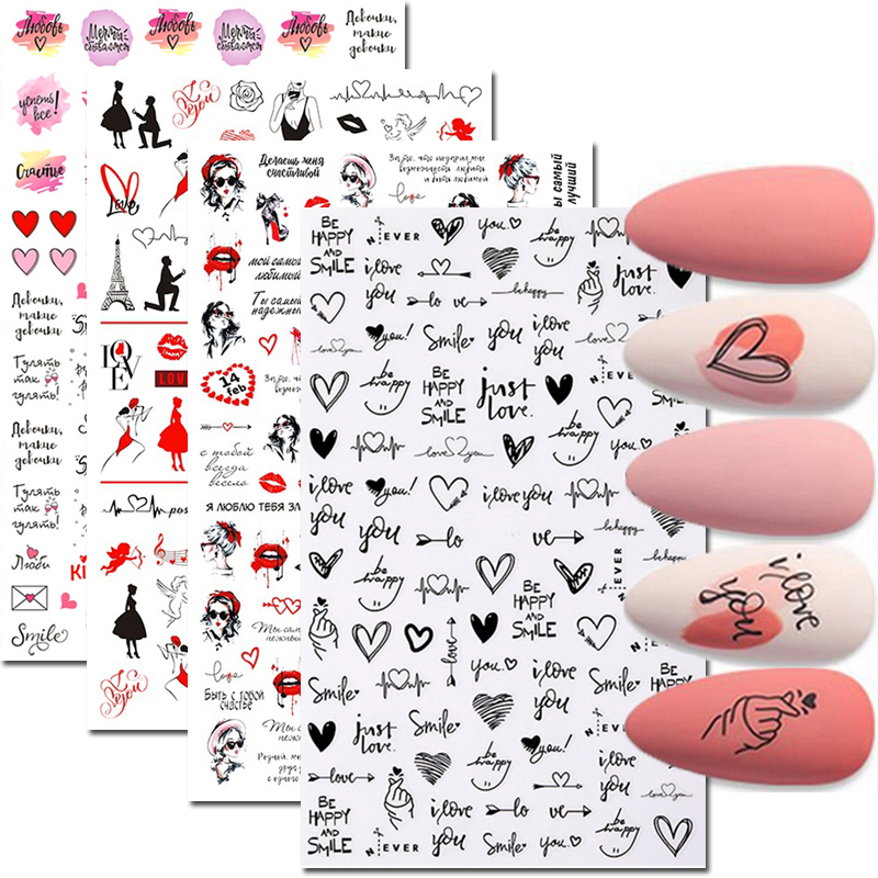 ネイルアートステッカー愛の心の手紙メッセージバレンタインデー - Nail Art Valentines Day のレビューと価格