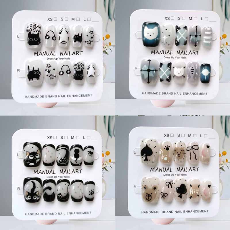 10枚入り 可愛い漫画風 黒猫 ブルーグレー 幾何学模様 ハ - Nail Art Eye Cat のレビューと価格