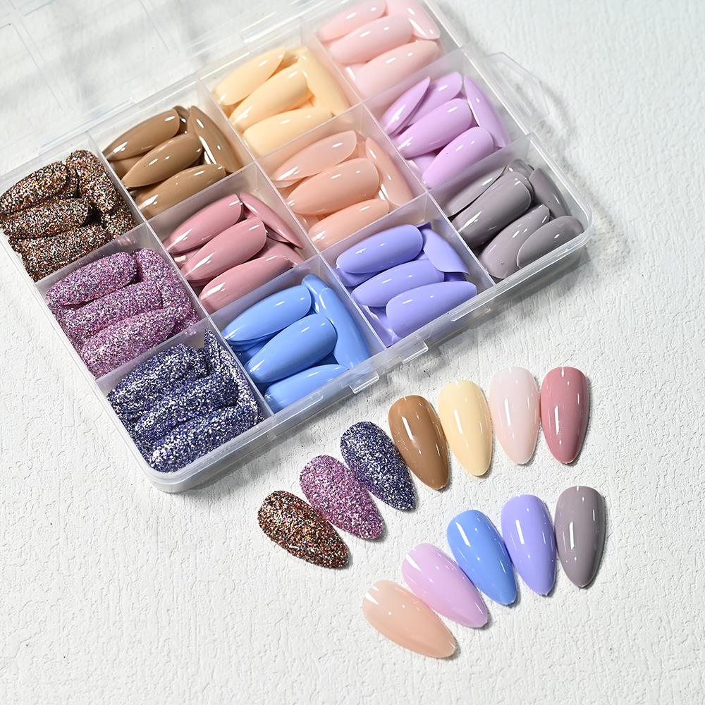 288個入り 光沢マカロンミディアムアーモンド型つけ爪 ゴー - Nail Art Gliter のレビューと価格