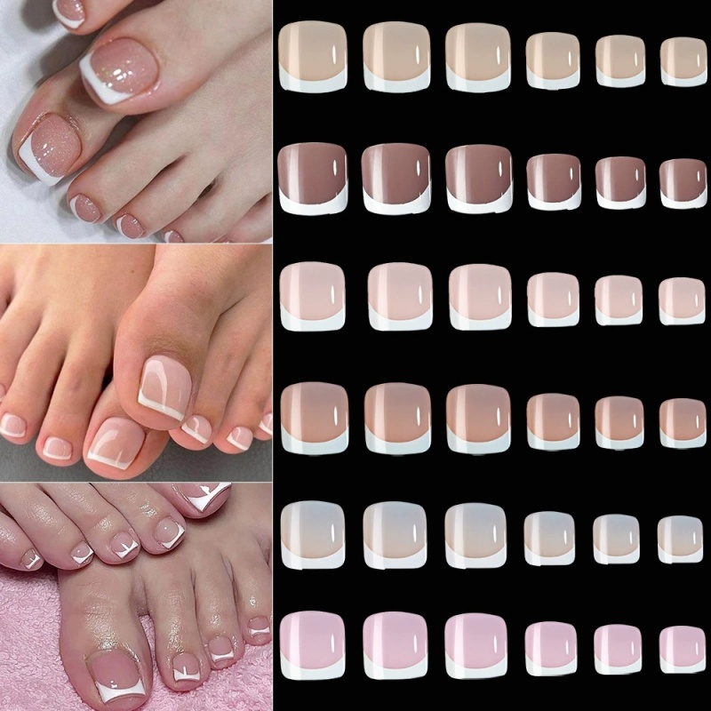 120枚入り スクエアフレンチチップ トゥプレスオンネイル  - Nail Art Ombre のレビューと価格