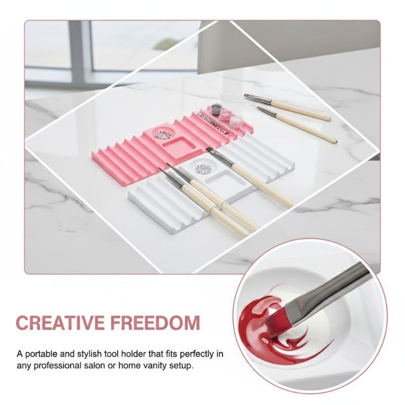 再利用可能なネイルアートパレット ブラシホルダー付き すっき - Nail Art Vector のレビューと価格