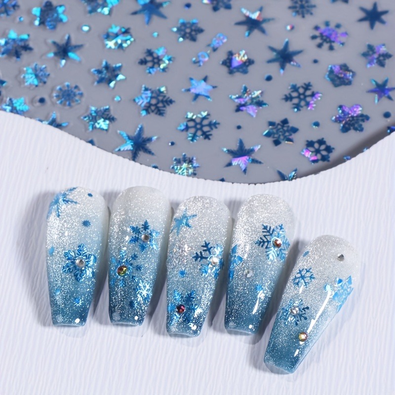 クリスマススノーフレークスターネイルステッカー5枚、ネイルデ - Nail Art Xmas Design のレビューと価格