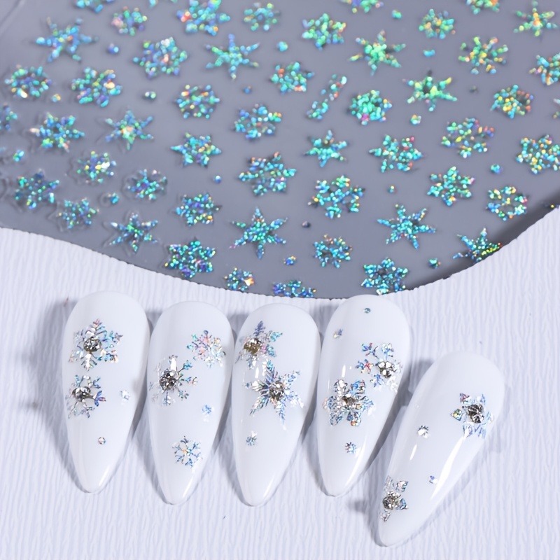 クリスマススノーフレークスターネイルステッカー5枚、ネイルデ - Nail Art Xmas Design のレビューと価格