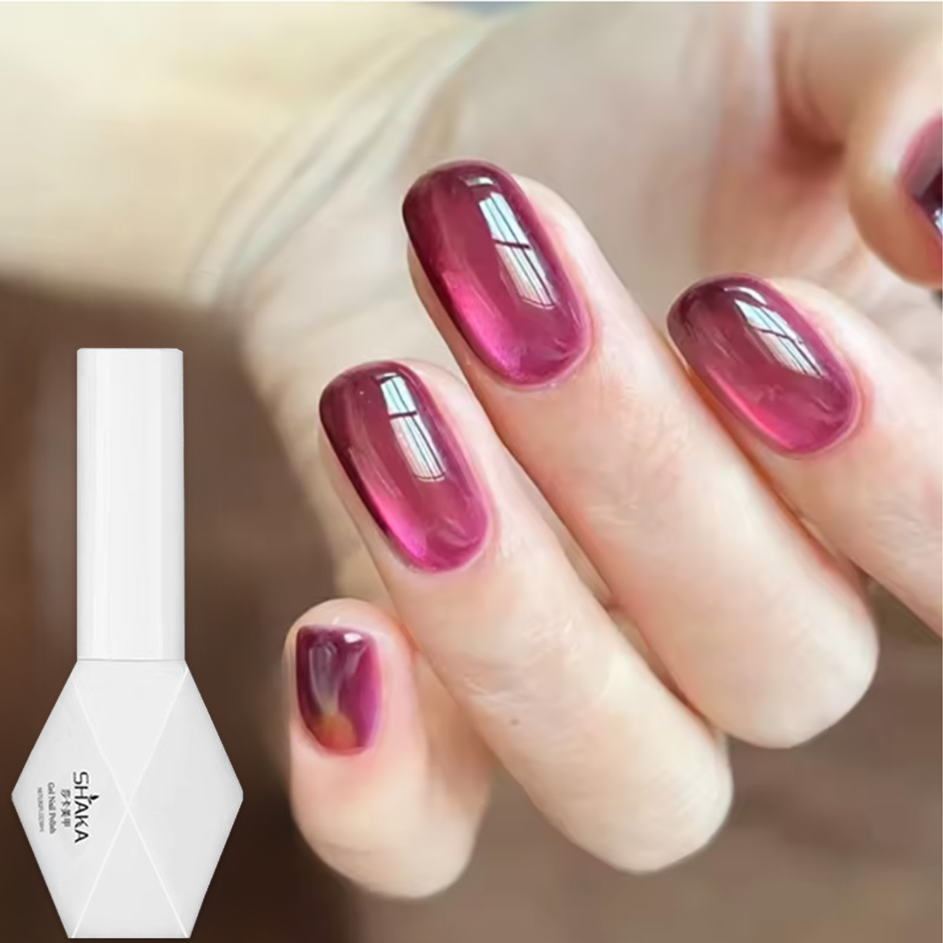 SHAKA 1個 ローズレッド ピンク キャットアイ ジェル - Nail Art Cat Eye Pink のレビューと価格