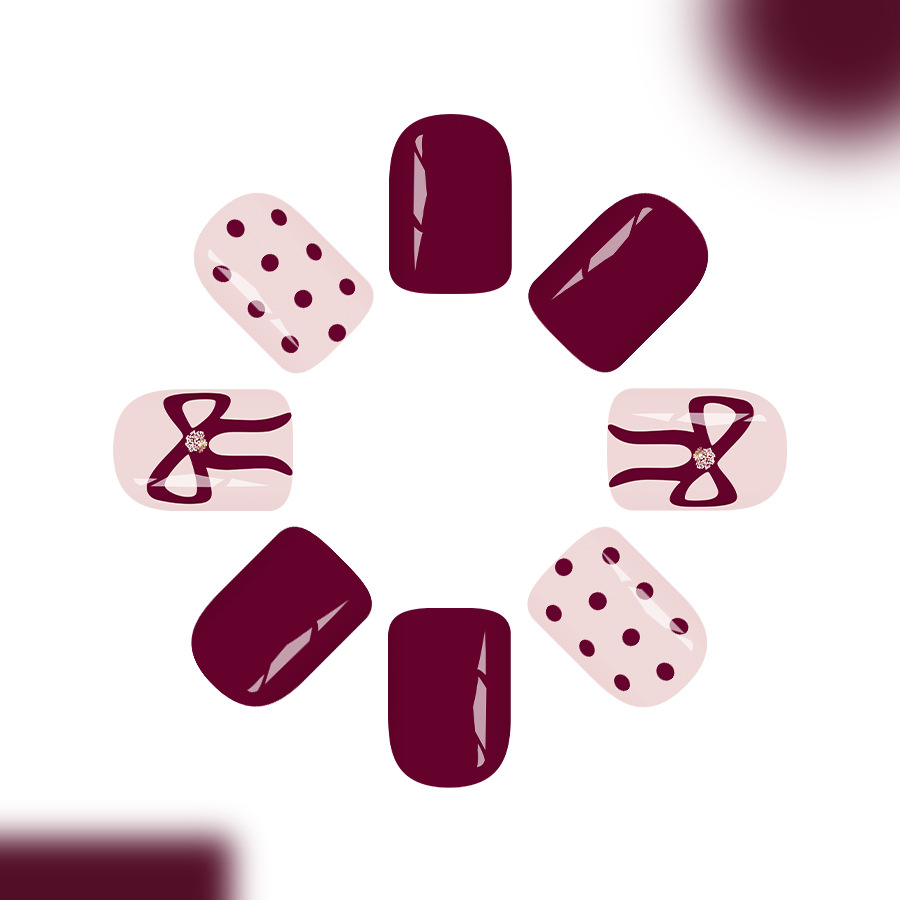 ショートスクエアプレスオンネイル グロッシーレッドワインドッ - Nail Art Gliter のレビューと価格