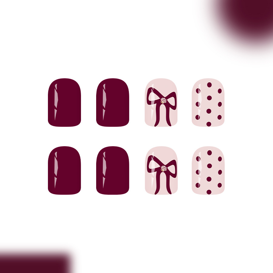 ショートスクエアプレスオンネイル グロッシーレッドワインドッ - Nail Art Gliter のレビューと価格