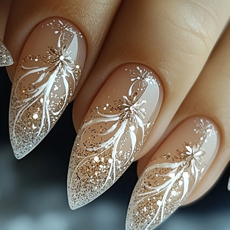 24 ピース/セットショートミディアム偽爪女性女の子グラデー - Nail Art Gliter のレビューと価格