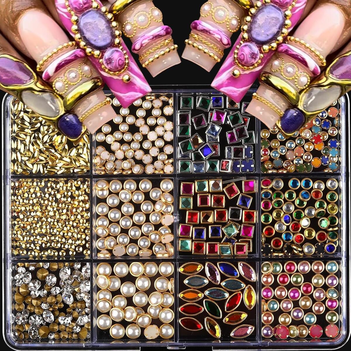 1 ボックスライト高級光沢のあるネイルラインストーンジュエリ - Nail Art Valentines Day のレビューと価格