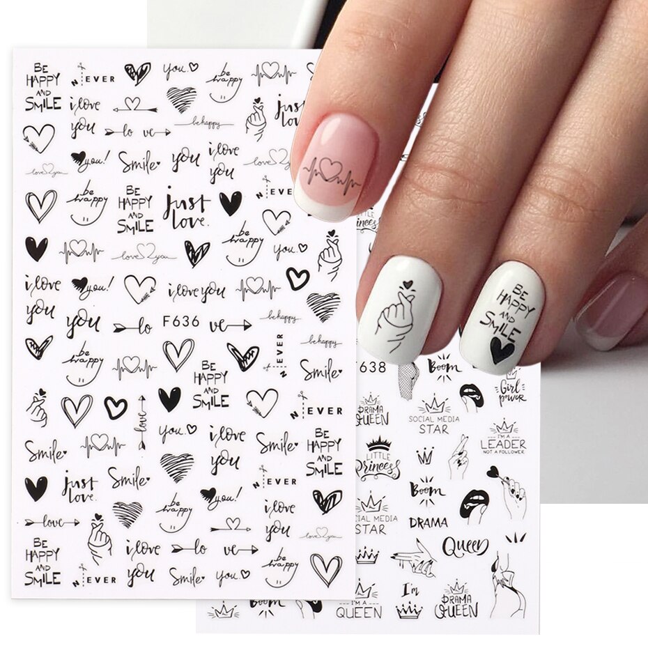 ネイルアートステッカー2個ハートラブデザイン3Dネイルアート - Nail Art Valentines Day のレビューと価格