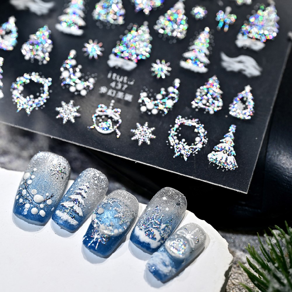 5D エンボスゴールド城/ガーランド/クリスマスツリーネイル - Nail Art Xmas Design のレビューと価格