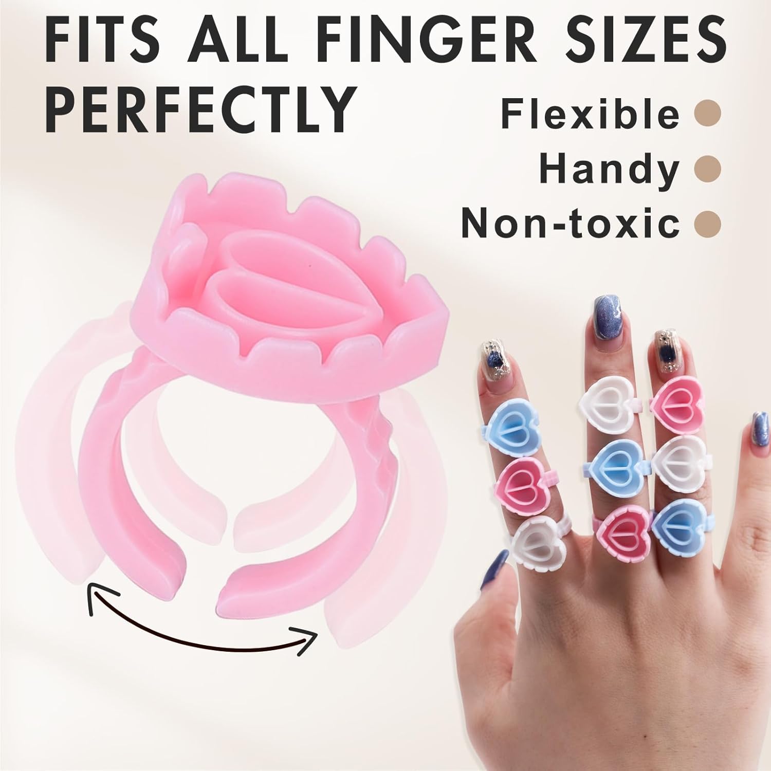 100 個の接着剤リングまつげエクステンション用使い捨てラブ - Nail Art Love のレビューと価格