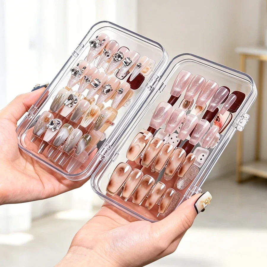 クリア折りたたみ式プレスオンネイル収納ボックス、防塵ネイルチ - Nail Art Vector のレビューと価格