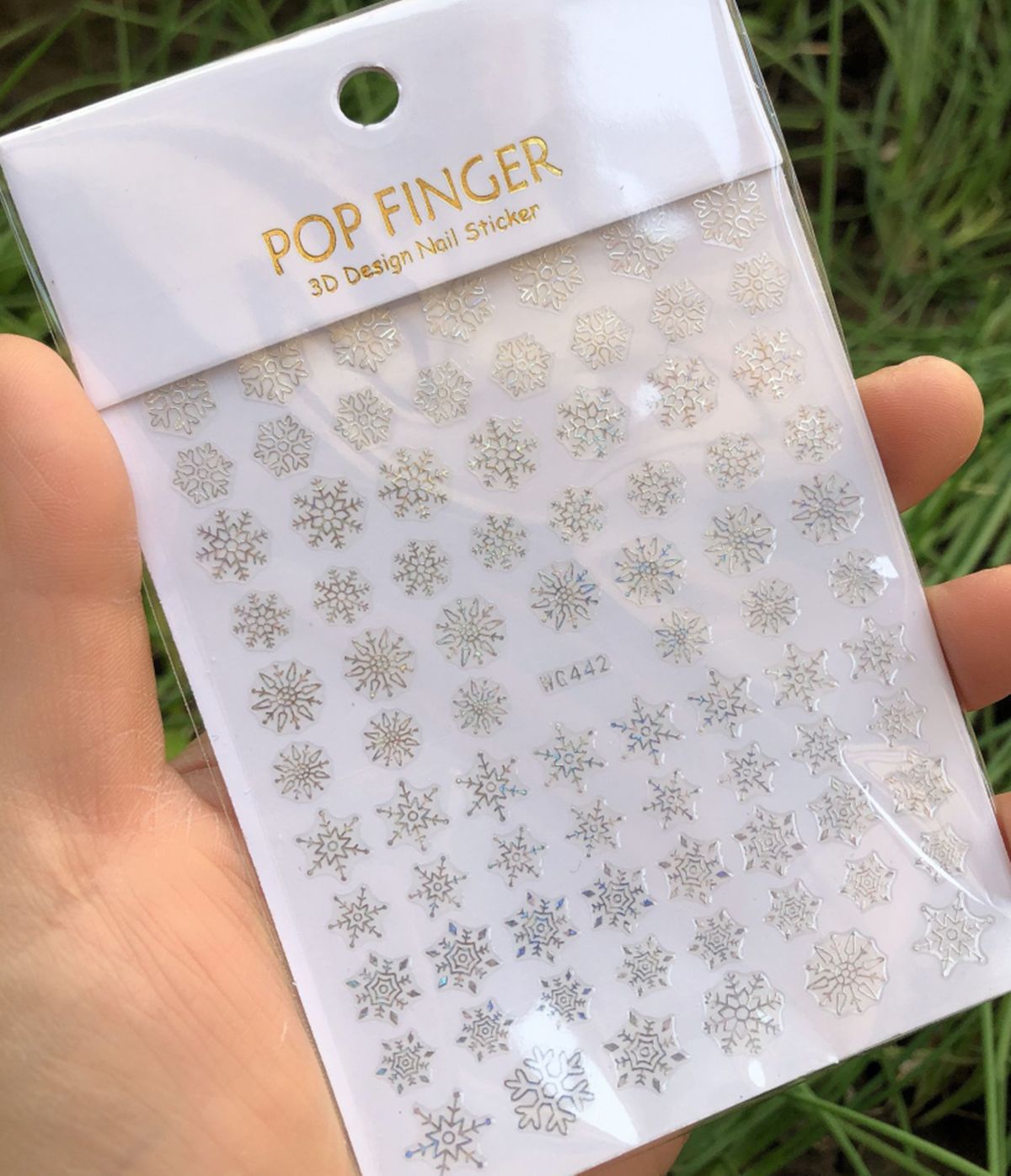 Holographics銀雪片3Dクリスマスネイルステッカー - Nail Art Xmas Design のレビューと価格