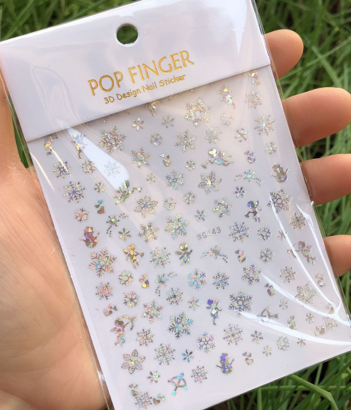Holographics銀雪片3Dクリスマスネイルステッカー - Nail Art Xmas Design のレビューと価格