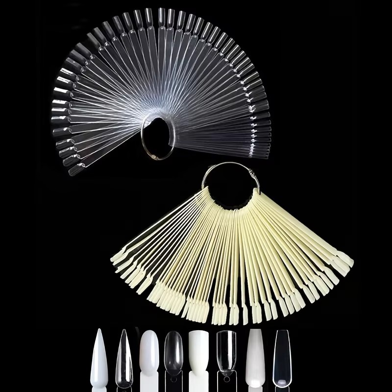 リング付きネイルサンプルスティック50本、クリアな扇形ネイル - Nail Art Vector のレビューと価格