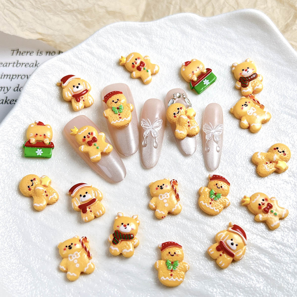 20 個かわいいクリスマスジンジャーブレッドマンエルク樹脂ネ - Nail Art Xmas Design のレビューと価格
